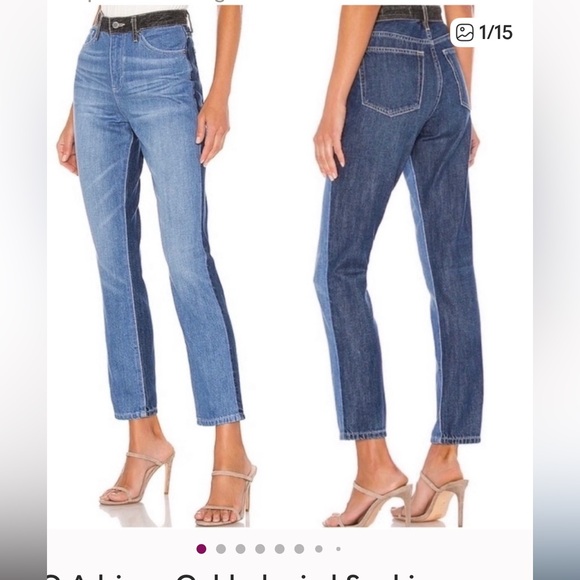 AG Adriano Goldschmied Two-Tone Straight Leg Jeans